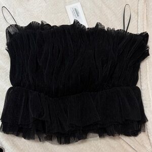 Endless Rose Black Ruffled Mesh Crop Top